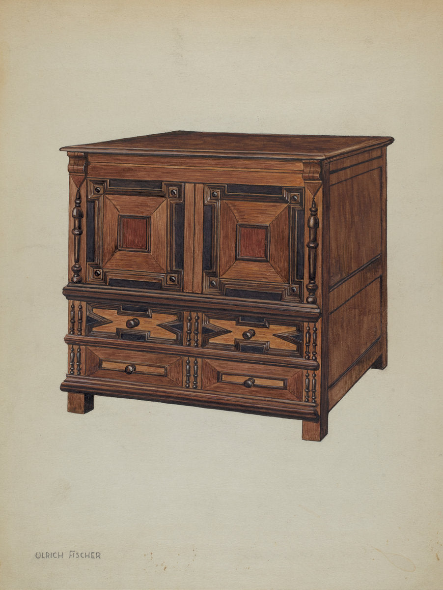Chest with Drawers by Ulrich Fischer (American, active c. 1935), 16X12"(A3)Poster Print