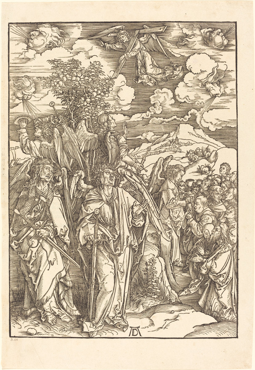 The Four Angels Holding the Winds by Albrecht Dürer (German, 1471 - 1528), 16X12"(A3)Poster Print