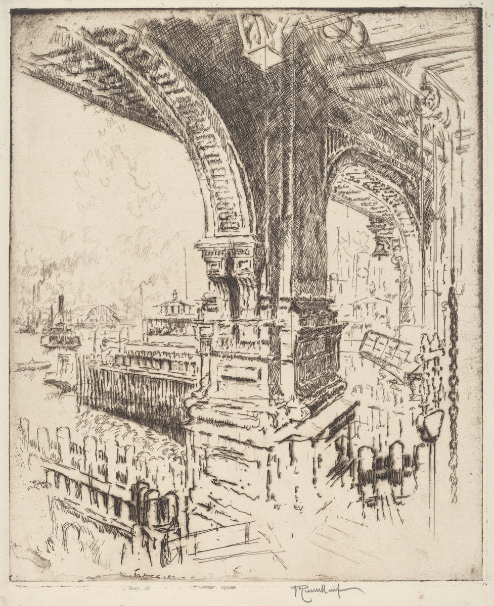 Within the Ferry, Cortlandt Street, New York by Joseph Pennell (American, 1857 - 1926), 16X12"(A3)Poster Print