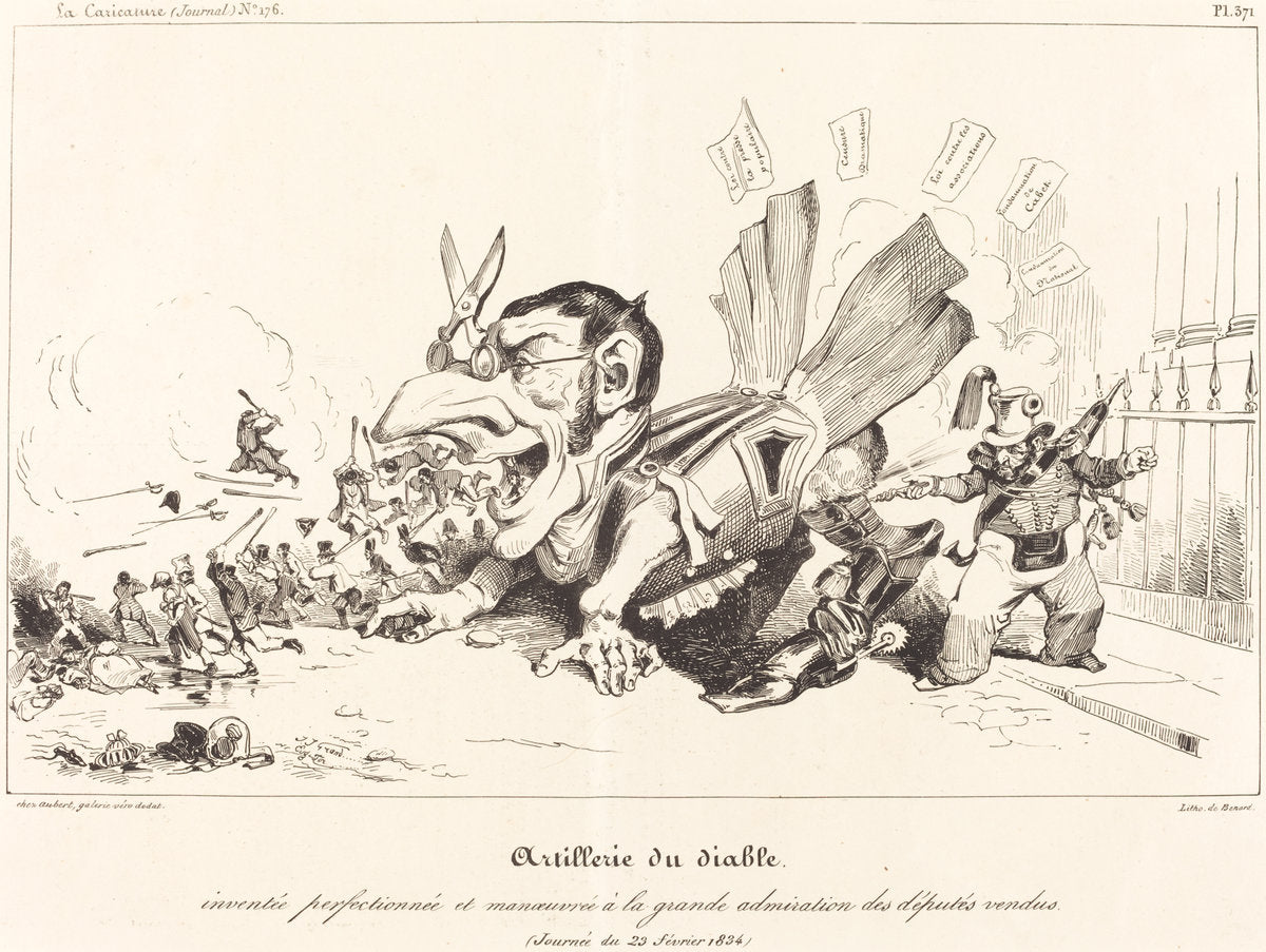 Artillerie du Diable by Jean-Ignace-Isidore Grandville and Eugène-Hippolyte Forest (French, born 1808), 16X12"(A3)Poster Print