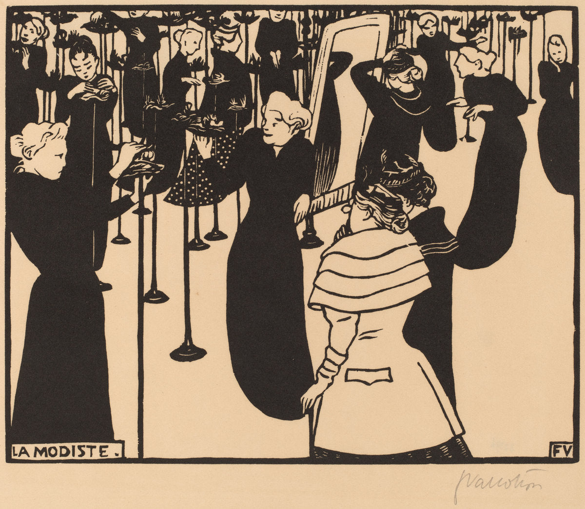 La Modiste (The Milliner) by Félix Vallotton (Swiss, 1865 - 1925), 16X12"(A3)Poster Print