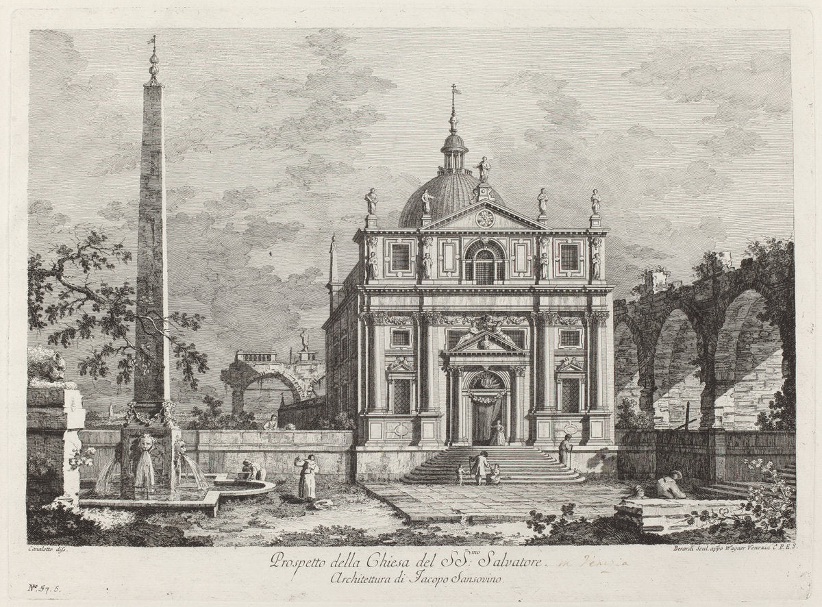 Prospetto della Chiesa del SS. Salvatore by Fabio Berardi after Canaletto (Italian, 1728 - 1788), 16X12"(A3)Poster Print