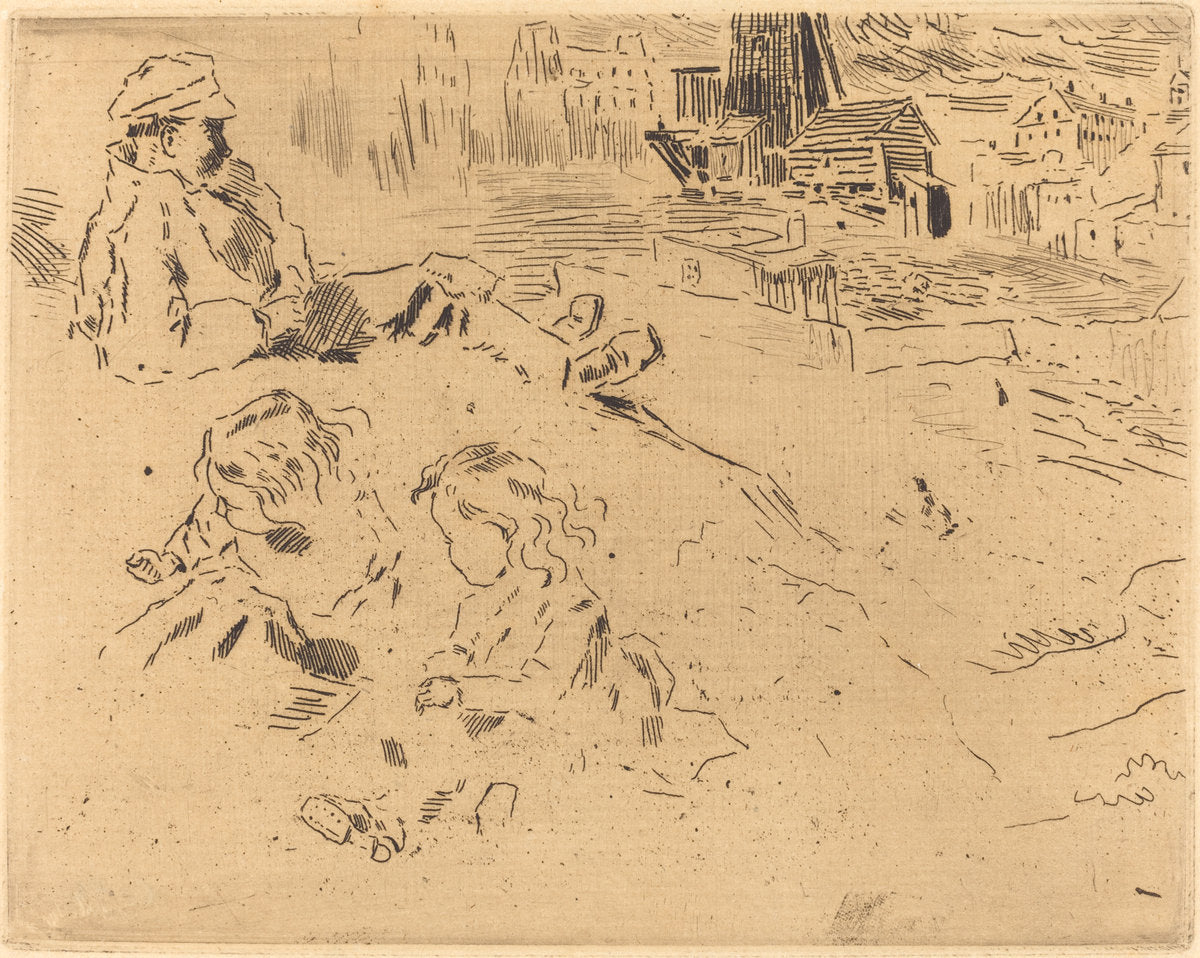 Croquis de'Enfants (Sketches of Children) by Félix-Hilaire Buhot (French, 1847 - 1898), 16X12"(A3)Poster Print