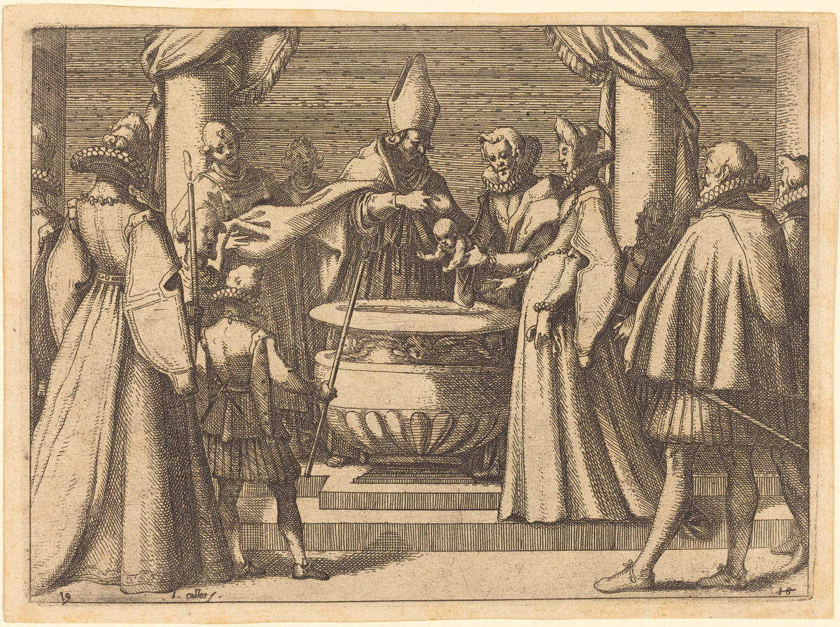 Baptism of the Prince of Spain by Jacques Callot (French, 1592 - 1635), 16X12"(A3)Poster Print