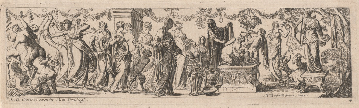 Female Satyr with Children on an Altar by Pierre Brebiette (French, 1598 - c. 1650), 16X12"(A3)Poster Print