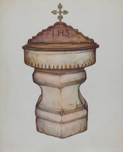 Baptismal Font with Top by George Seideneck (American, active c. 1935), 16X12"(A3)Poster Print