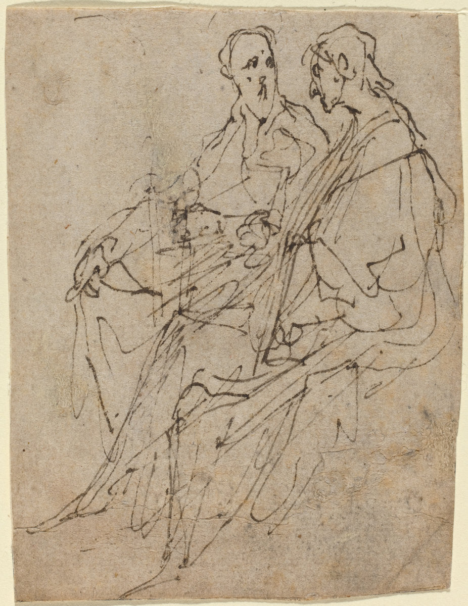 Two Seated Male Figures by Sir Anthony van Dyck (Flemish, 1599 - 1641), 16X12"(A3)Poster Print