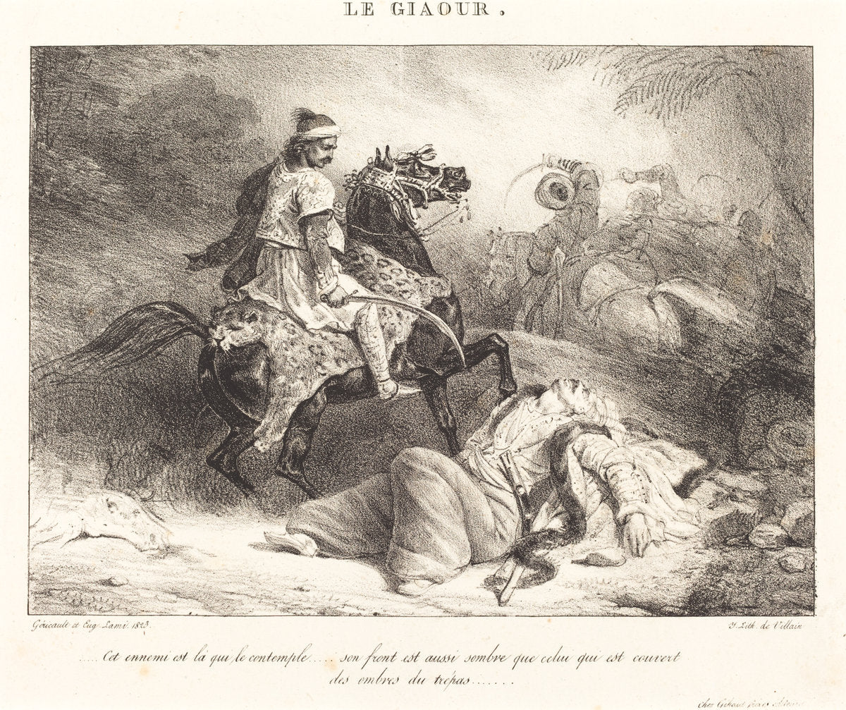 Le Giaour (The Infidel) by Théodore Gericault and Eugène Louis Lami (French, 1791 - 1824), 16X12"(A3)Poster Print