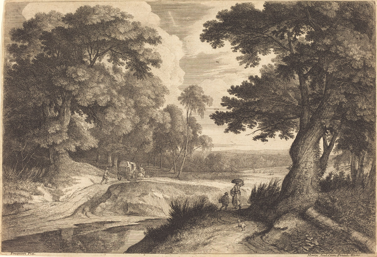 Edge of a Wood with Peasants Going to Market by Jean Morin (French, c. 1600 - 1650), 16X12"(A3)Poster Print