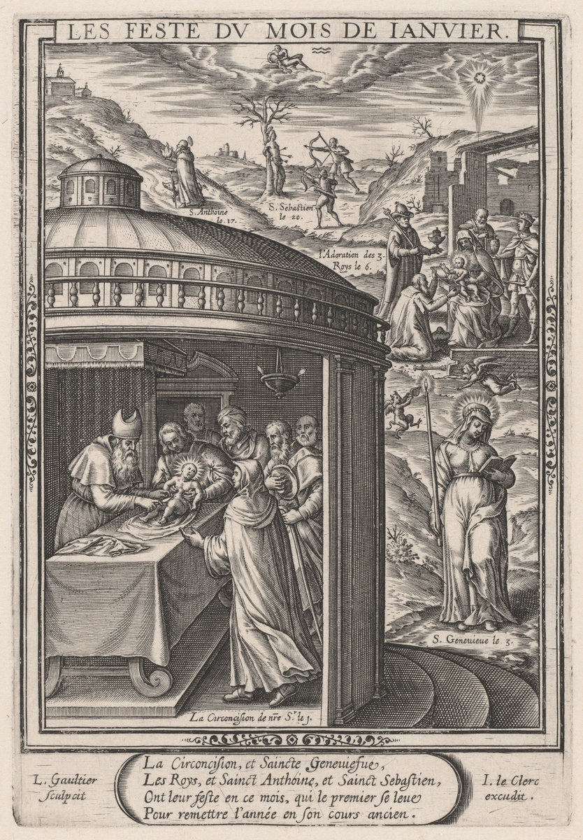 Les Feste du mois de Janvier (January: the Circumcision) by Léonard Gaultier (French, 1561 - 1641), 16X12"(A3)Poster Print