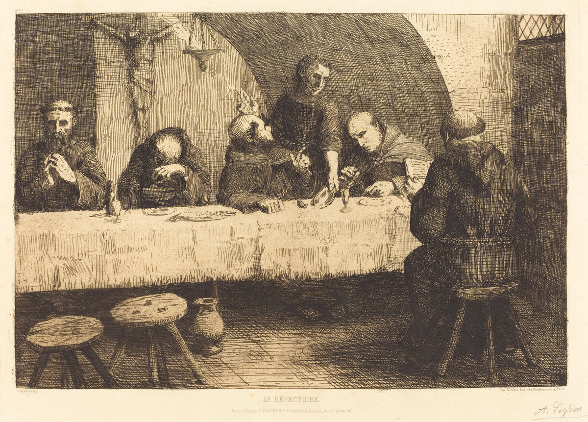 The Refectory (Le refectoire) by Alphonse Legros (French, 1837 - 1911), 16X12"(A3)Poster Print