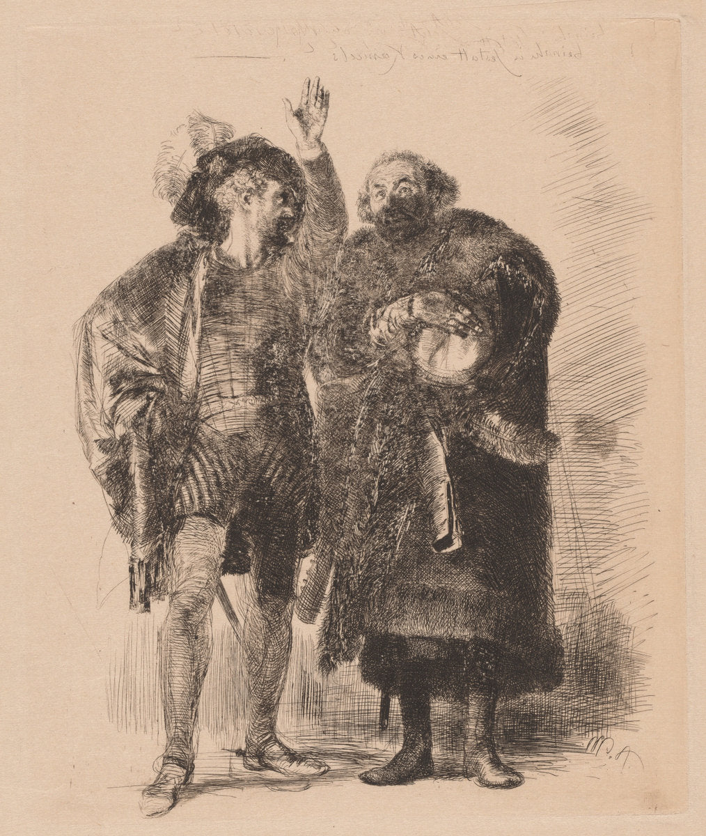 Hamlet and Polonius by Adolph Menzel (German, 1815 - 1905), 16X12"(A3)Poster Print