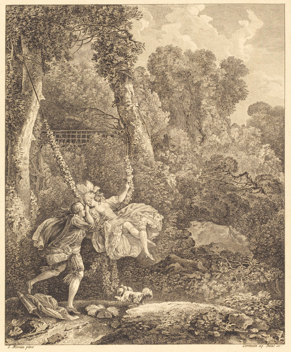On y court plus d'un danger by Louis Germain and Charles Emmanuel Patas after Louis Gabriel Moreau (French, 1744 - 1802), 16X12"(A3)Poster Print