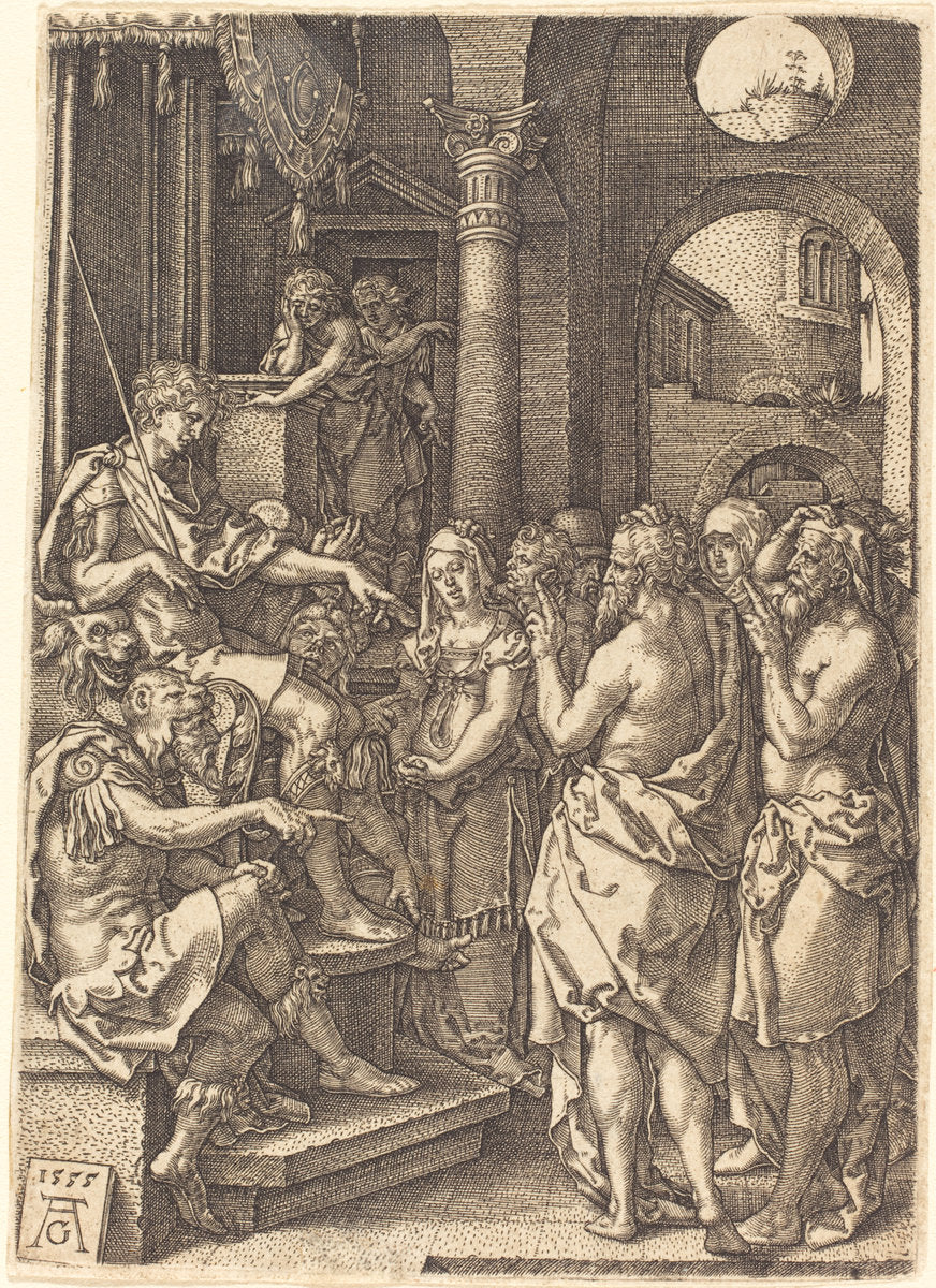 The Two Elders Before the Judge by Heinrich Aldegrever (German, 1502 - 1555/1561), 16X12"(A3)Poster Print