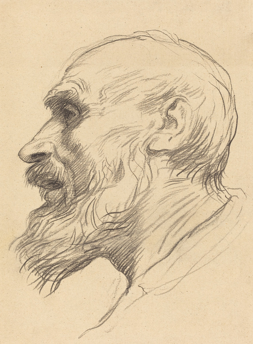 Head of an Old Man by Alphonse Legros (French, 1837 - 1911), 16X12"(A3)Poster Print