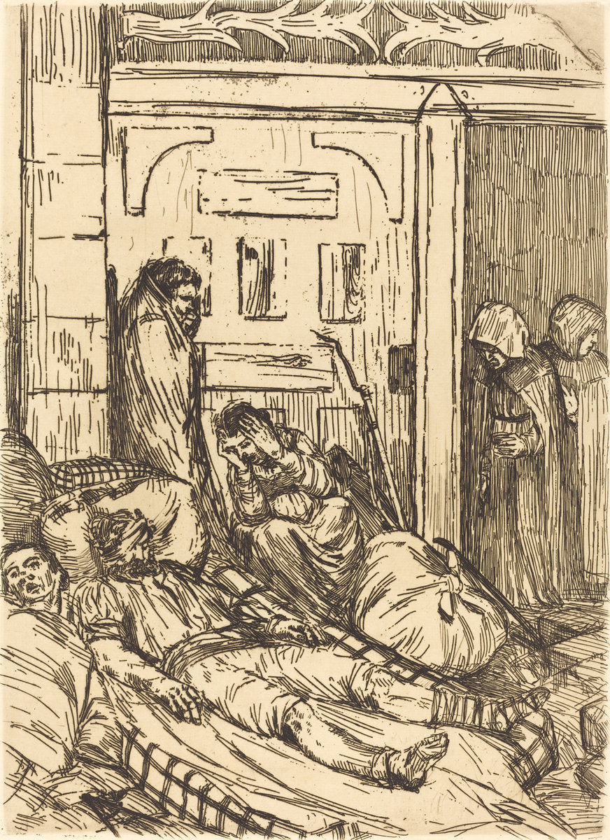 Field Hospital (L'ambulance) by Alphonse Legros (French, 1837 - 1911), 16X12"(A3)Poster Print