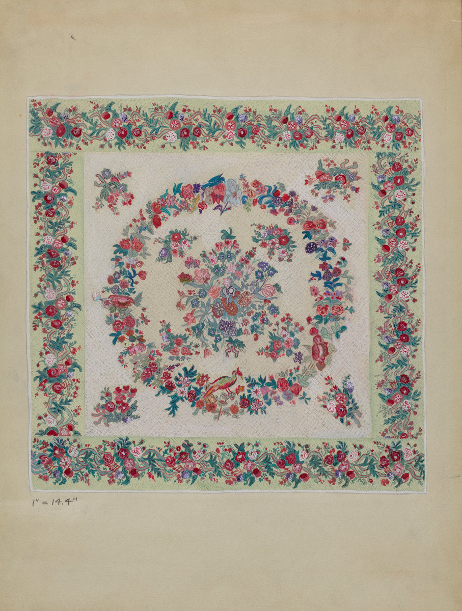 Applique Quilt by Hollmana (American, active c. 1935), 16X12"(A3)Poster Print