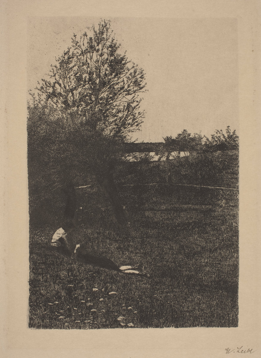 Meadow with Children by Wilhelm Leibl (German, 1844 - 1900), 16X12"(A3)Poster Print