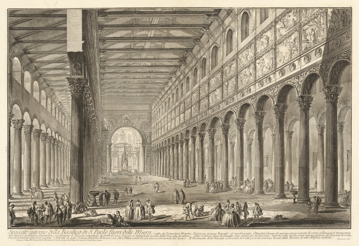 Spaccato interno della Basilica di S. Paolo fuori delle Mura by Giovanni Battista Piranesi (Venetian, 1720 - 1778), 16X12"(A3)Poster Print
