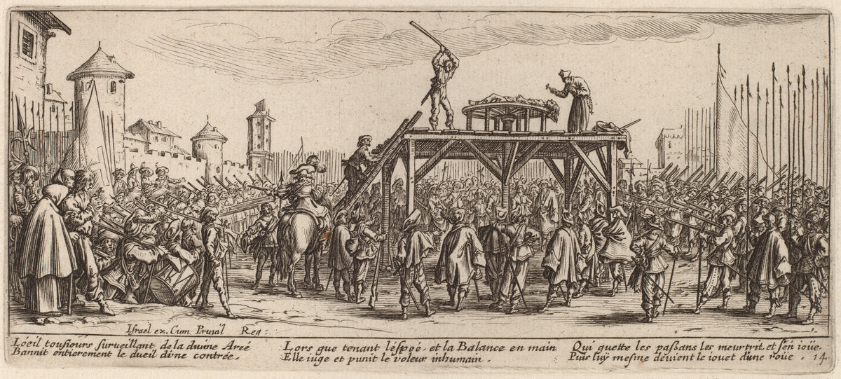 The Wheel by Gerrit van Schagen after Jacques Callot (Dutch, c. 1642 - 1690 or after), 16X12"(A3)Poster Print