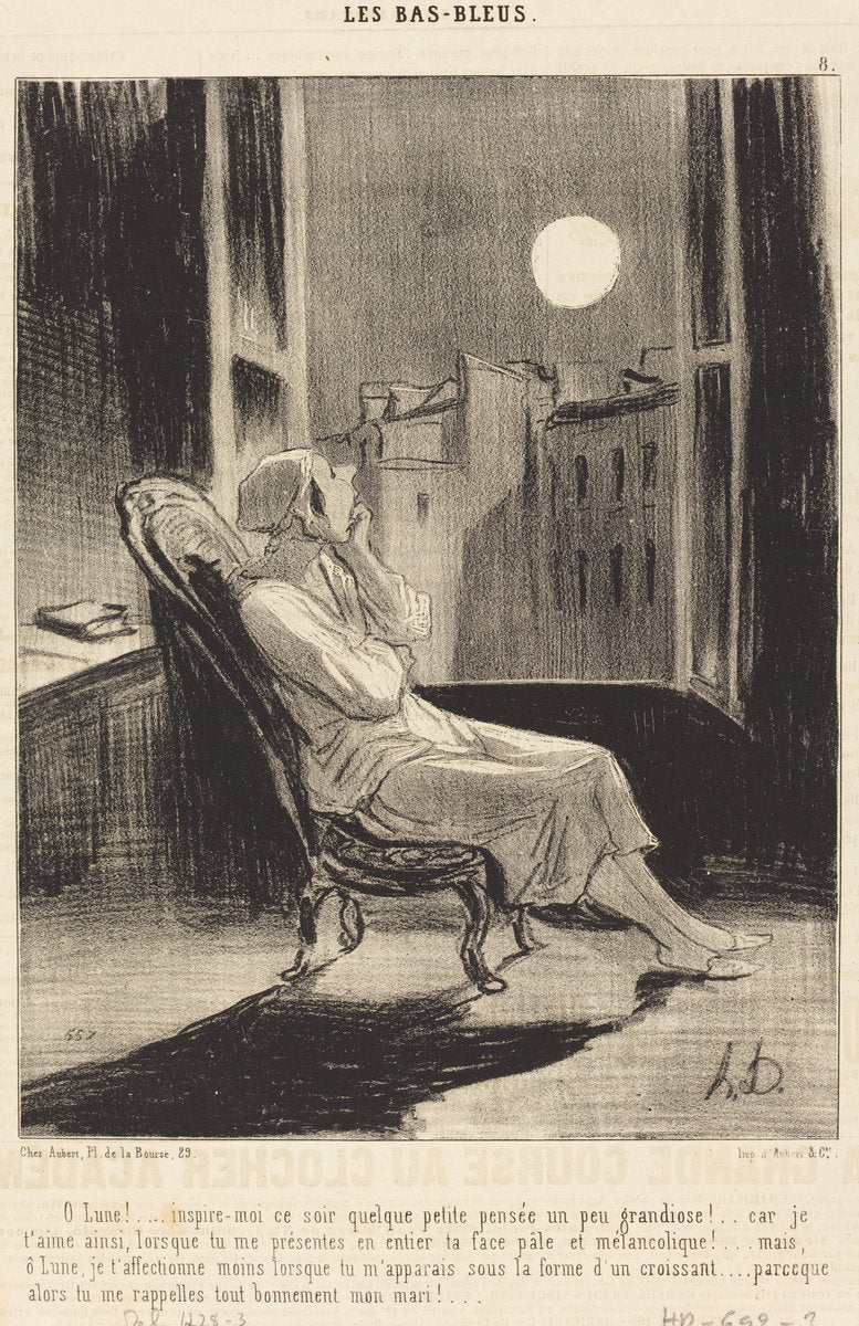 O Lune!... inspire-moi ce soir quelque petite pensée... by Honoré Daumier (French, 1808 - 1879), 16X12"(A3)Poster Print