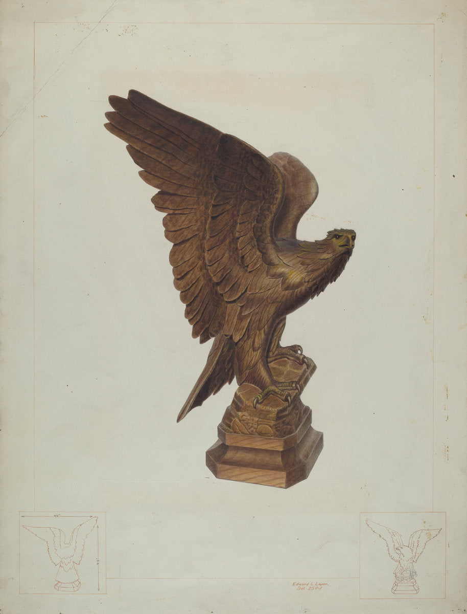 Carved Eagle by Edward L. Loper (American, born 1916), 16X12"(A3)Poster Print