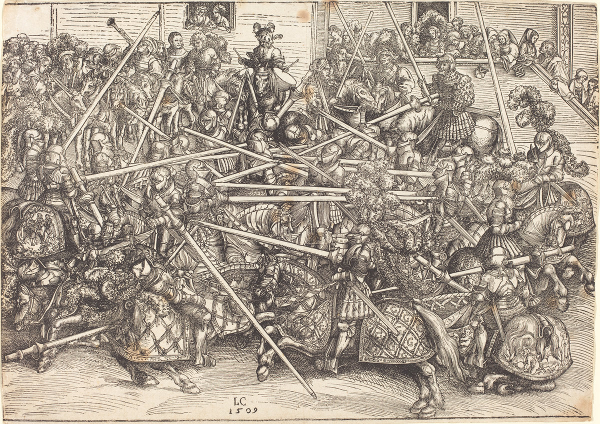 The Third Tournament by Lucas Cranach the Elder (German, 1472 - 1553), 16X12"(A3)Poster Print