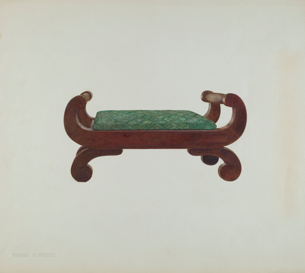 Foot Stool - Mahogany with Horse Hair Covering by Magnus S. Fossum (American, 1888 - 1980), 16X12"(A3)Poster Print