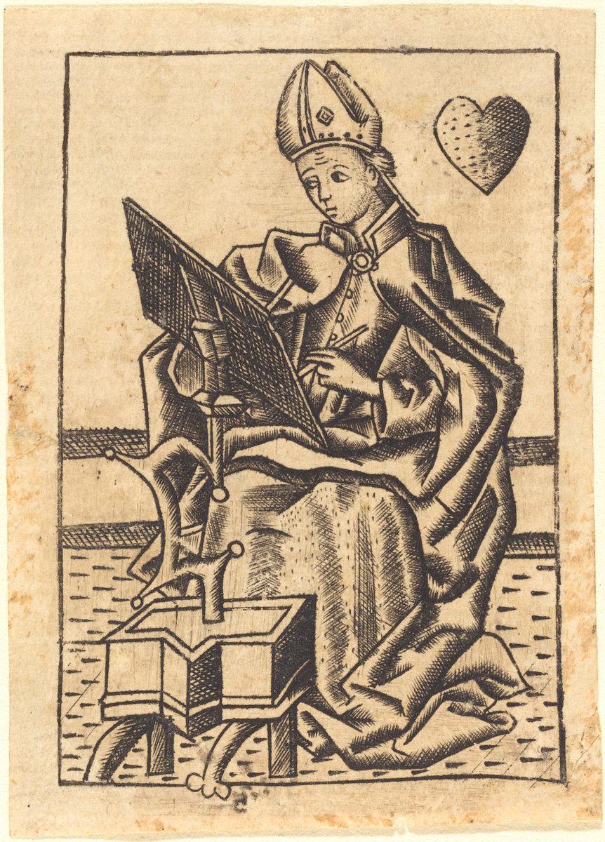 Saint Augustine by Master with the Banderoles (Netherlandish, active c. 1450 - active 1475), 16X12"(A3)Poster Print