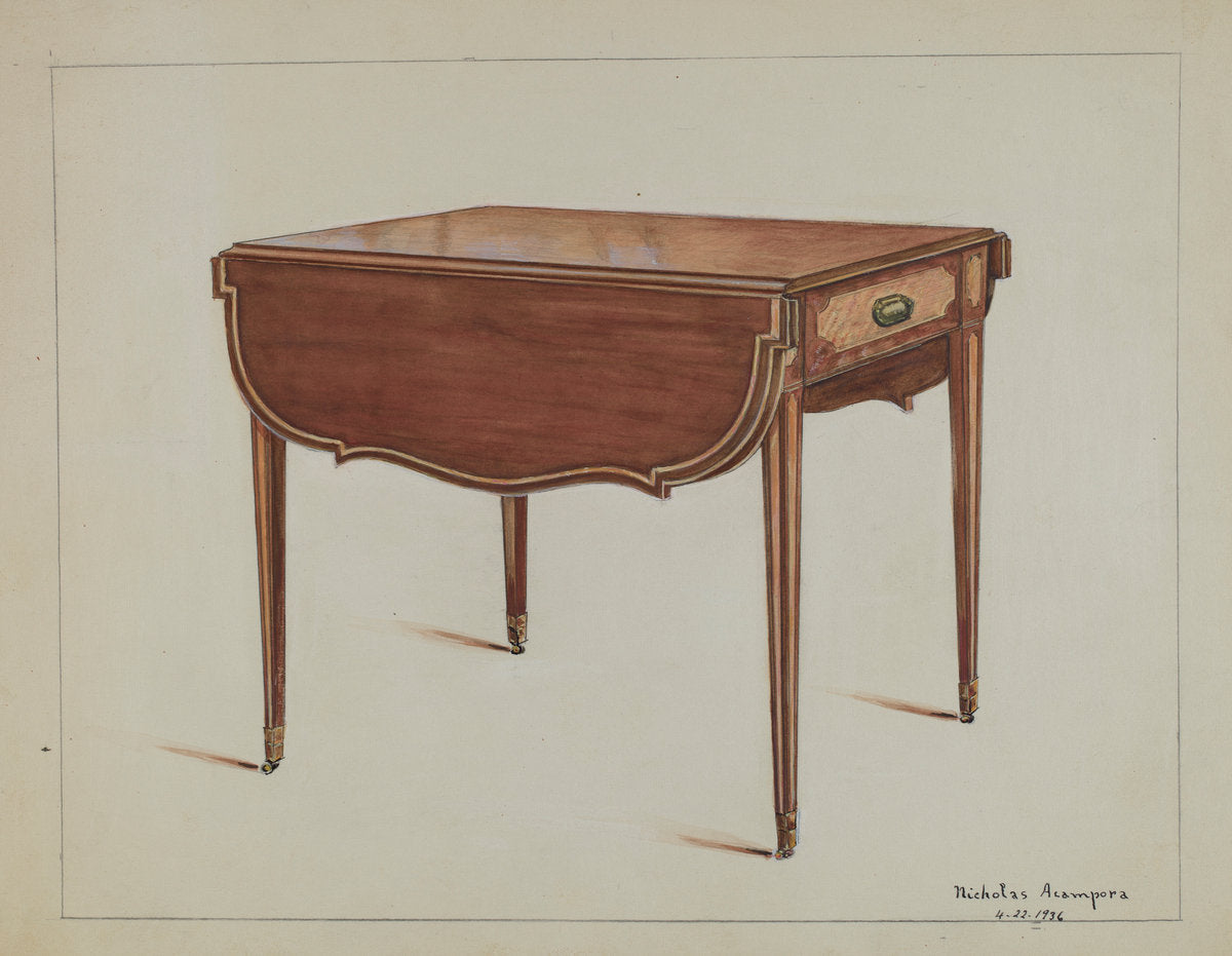 Table (Drop-leaf) by Nicholas Acampora (American, active c. 1935), 16X12"(A3)Poster Print