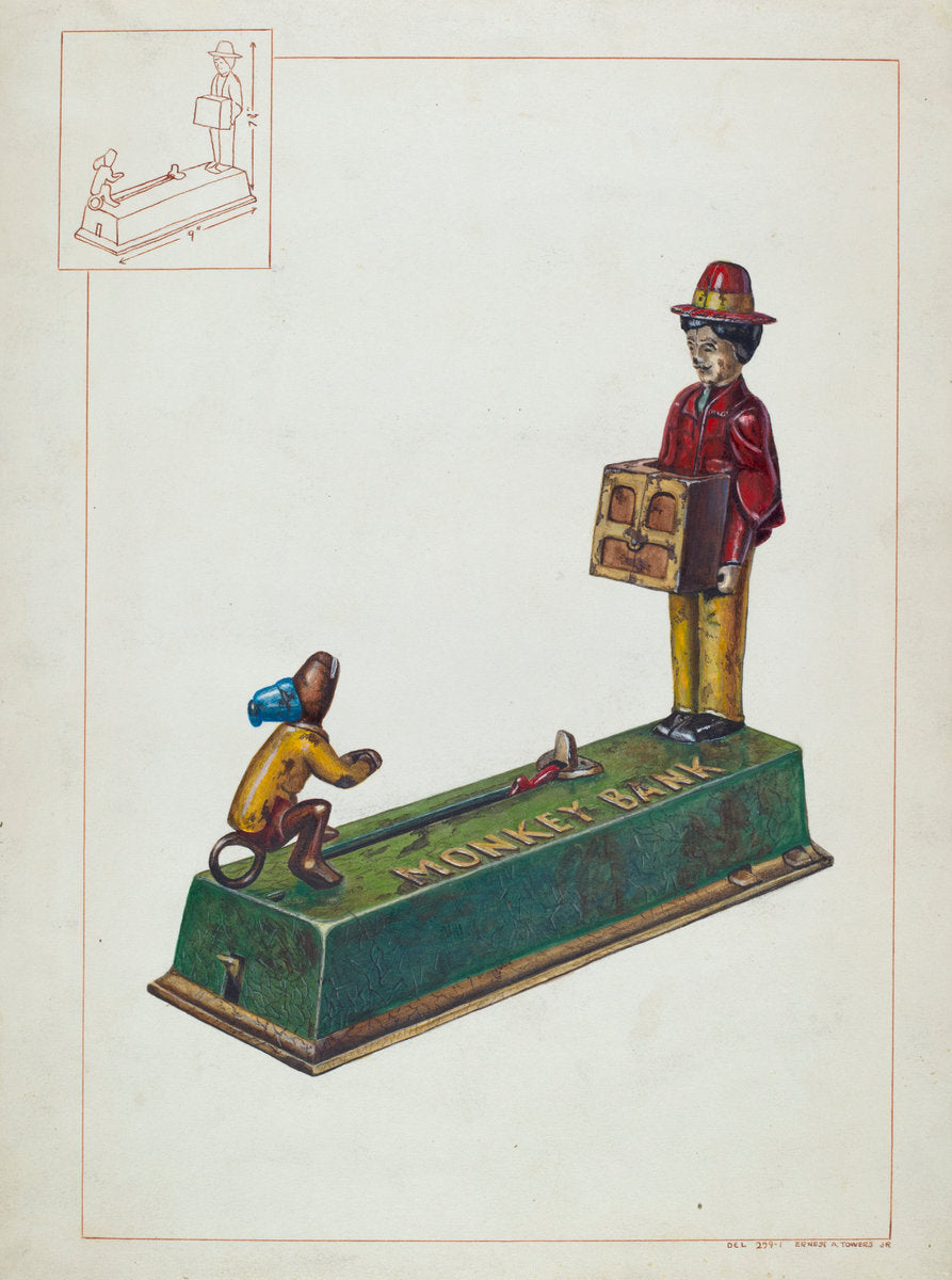 Monkey Bank by Ernest A. Towers, Jr. (American, active c. 1935), 16X12"(A3)Poster Print