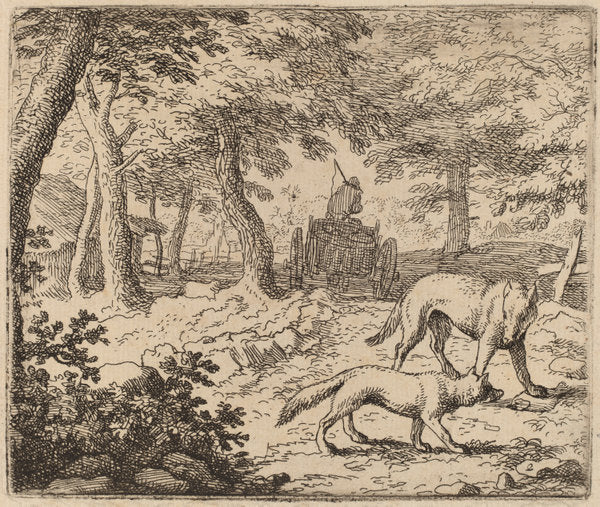 Reynard and the Wolf before the Fish Cart by Allart van Everdingen (Dutch, 1621 - 1675), 16X12"(A3)Poster Print