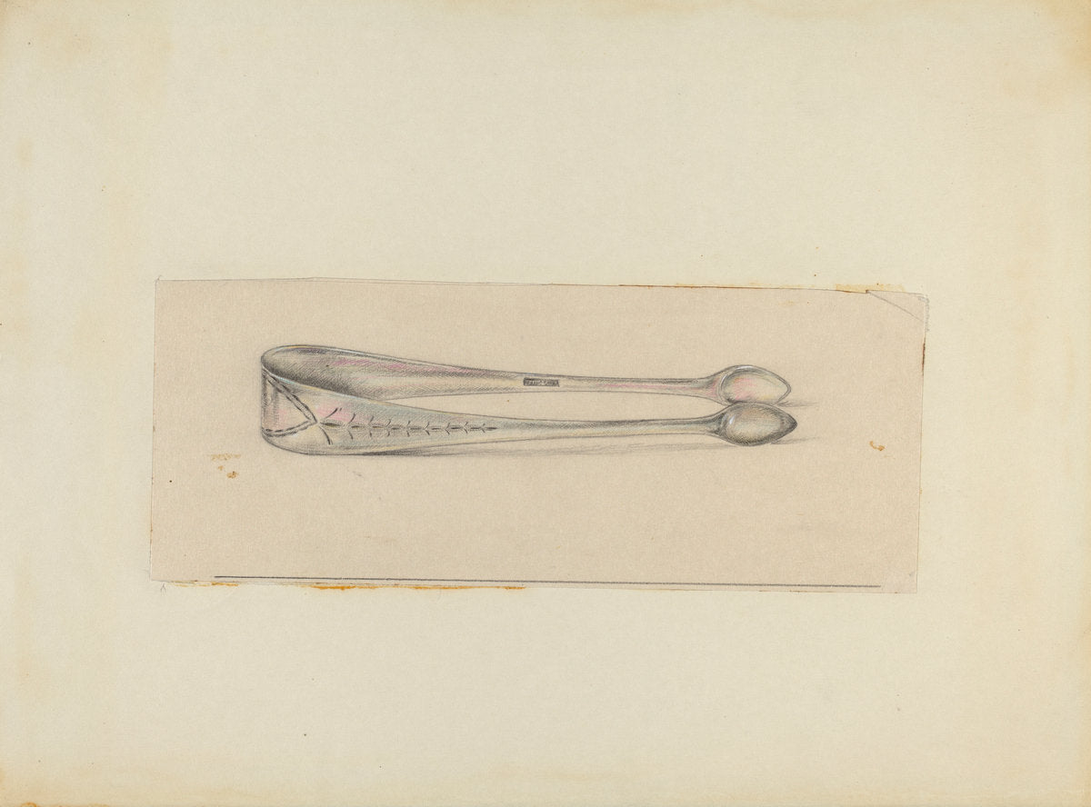 Silver Sugar Tongs by Mary Berner (American, active c. 1935), 16X12"(A3)Poster Print