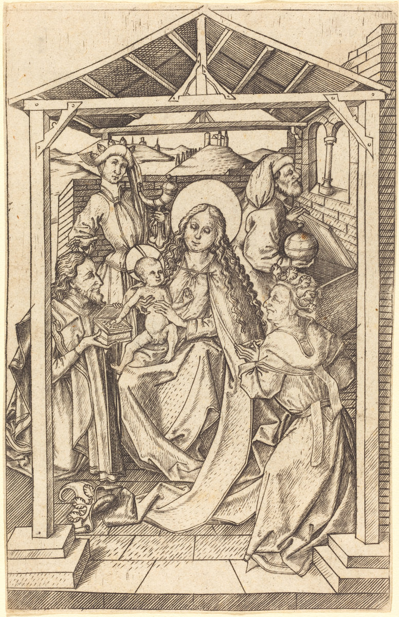 The Adoration of the Magi by Master E.S. (German, active c. 1450 - active 1467), 16X12"(A3)Poster Print