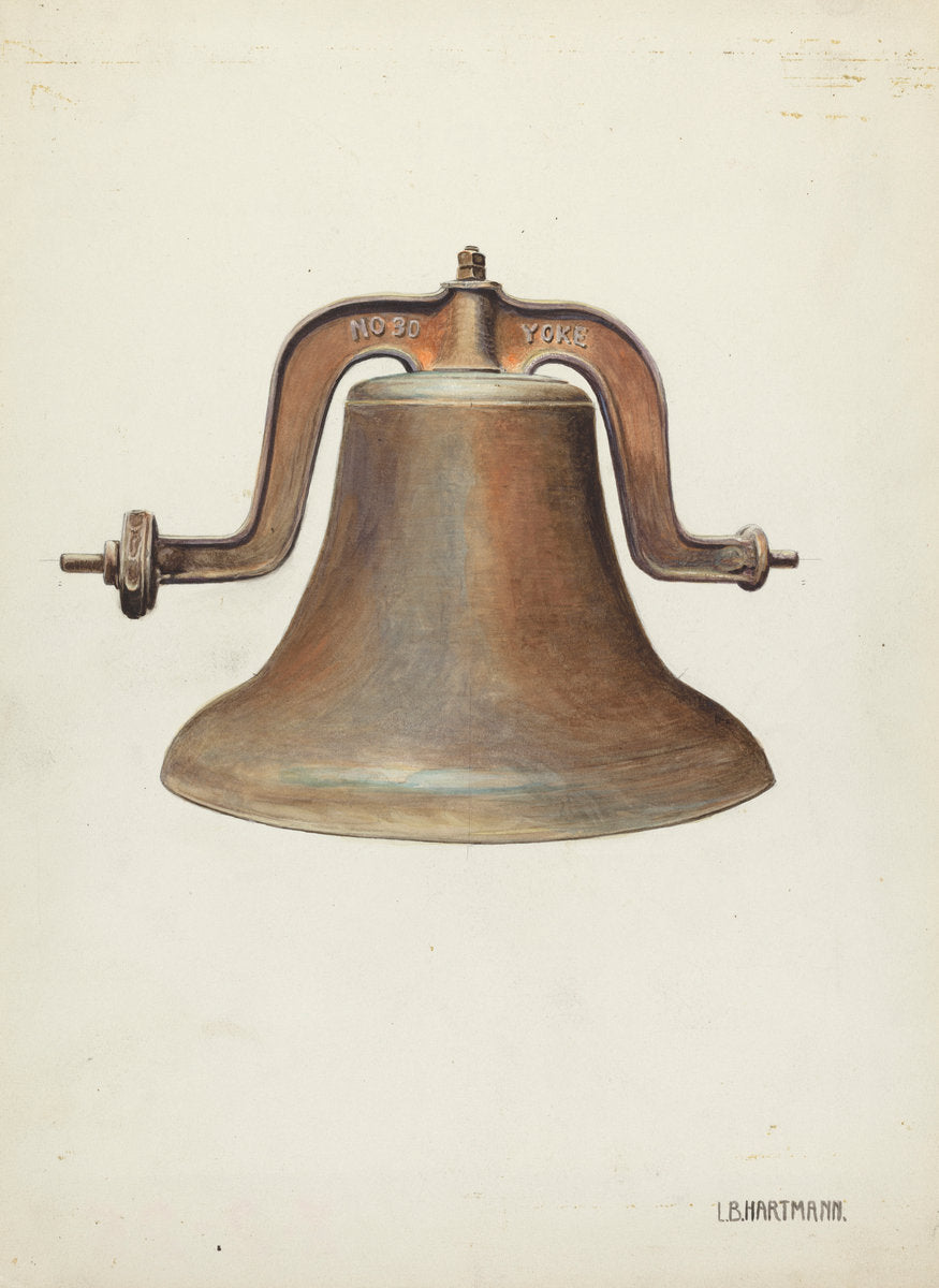 Church Bell by L. B. Hartmann (American, active c. 1935), 16X12"(A3)Poster Print