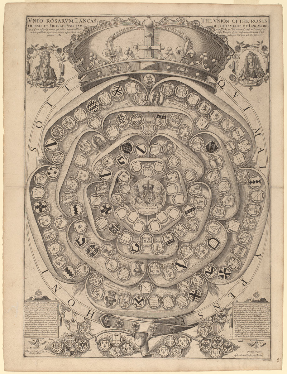 Talbot's Rose: A Record of the Knights of the Garter, 1486-1589 by Jodocus Hondius I after Thomas Talbot (Dutch, 1563 - 1611/1612), 16X12"(A3)Poster Print