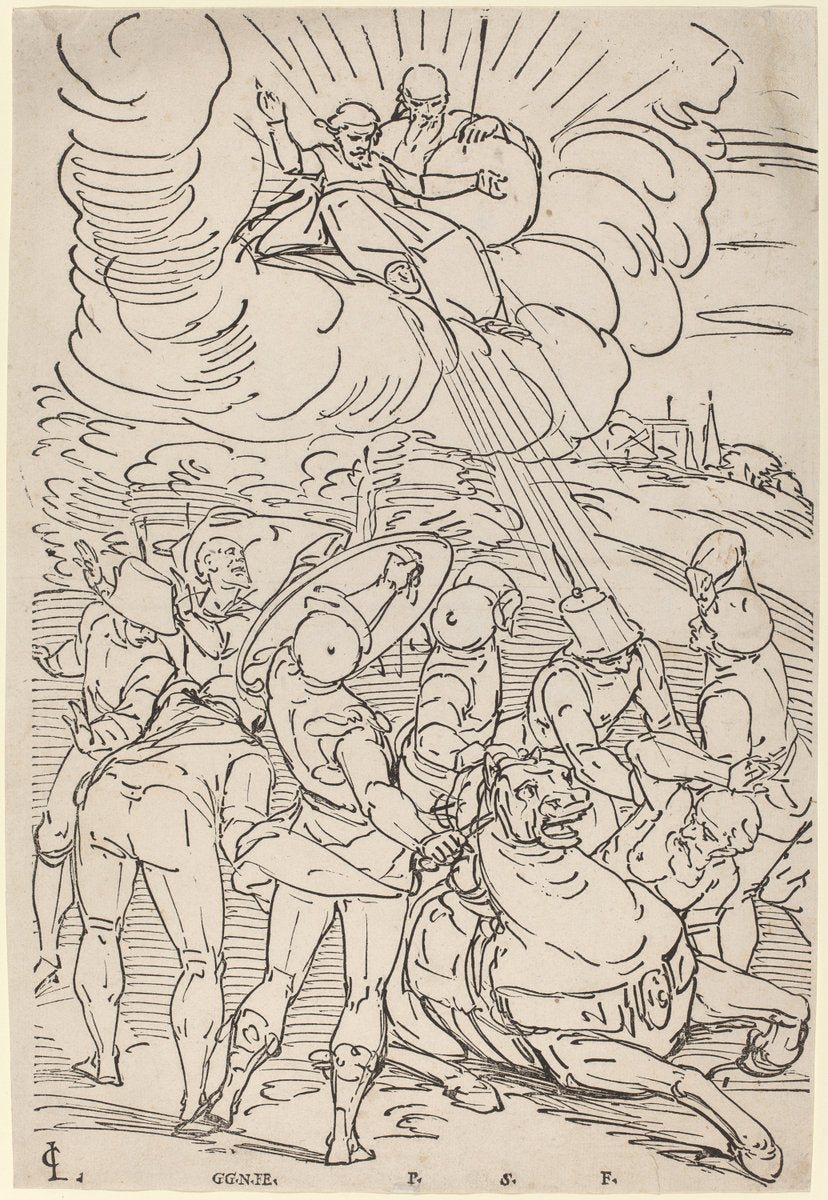The Conversion of Saint Paul by Master G.G.N. after Luca Cambiaso (Italian, active c. 1560), 16X12"(A3)Poster Print