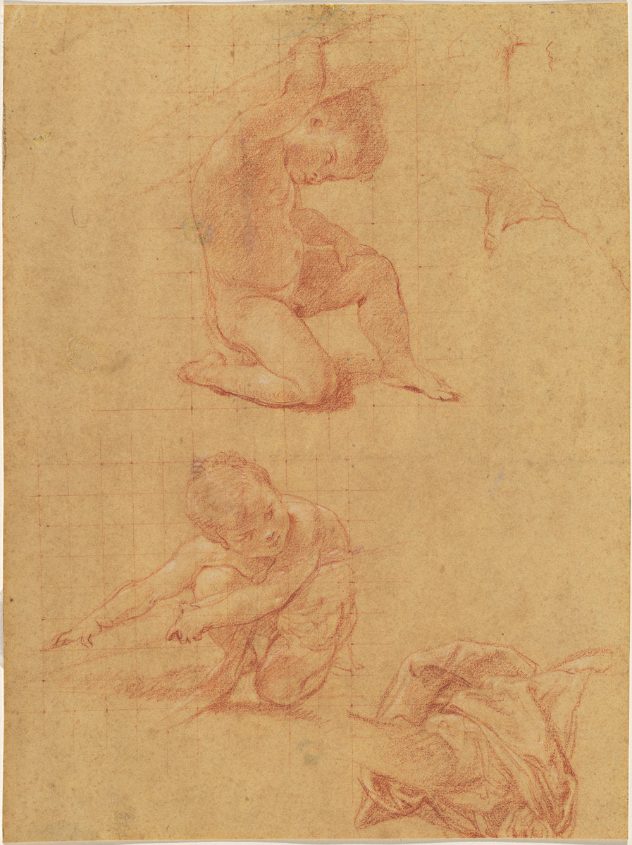 Two Nude Children Lifting a Cudgel by Pompeo Batoni (Italian, 1708 - 1787), 16X12"(A3)Poster Print