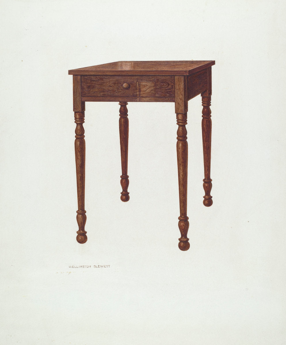Bishop Hill: Table by Wellington Blewett (American, active c. 1935), 16X12"(A3)Poster Print