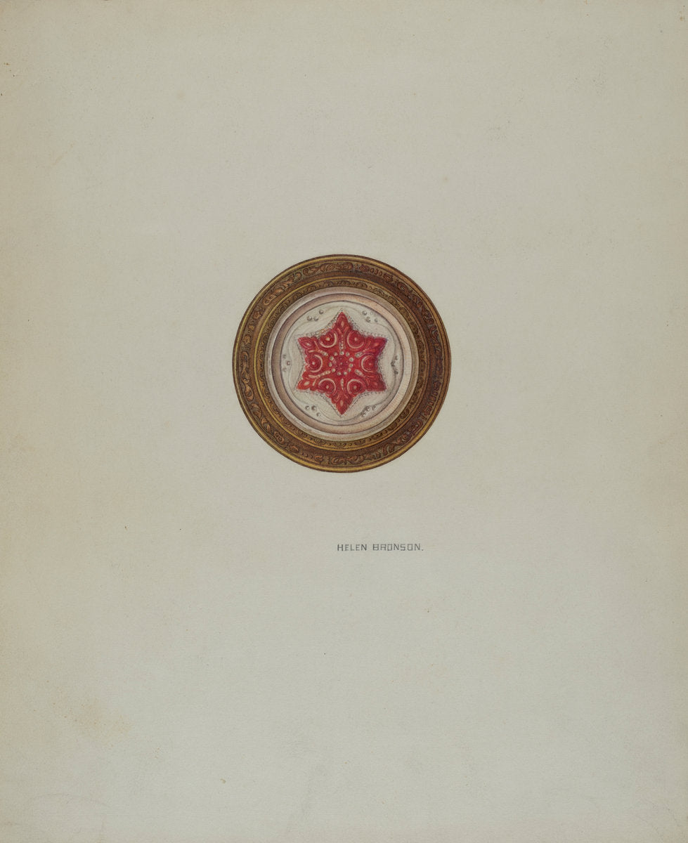 Mirror Support - Red Six Point Star by Helen Bronson (American, active c. 1935), 16X12"(A3)Poster Print