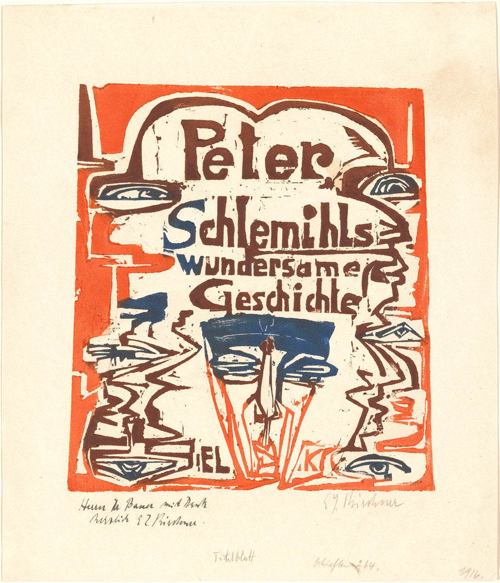 Peter Schlemihls wundersame Geschichte (Peter Schlemihl's Wondrous Story) (Title Page) by Ernst Ludwig Kirchner (German, 1880 - 1938), 16X12"(A3)Poster Print