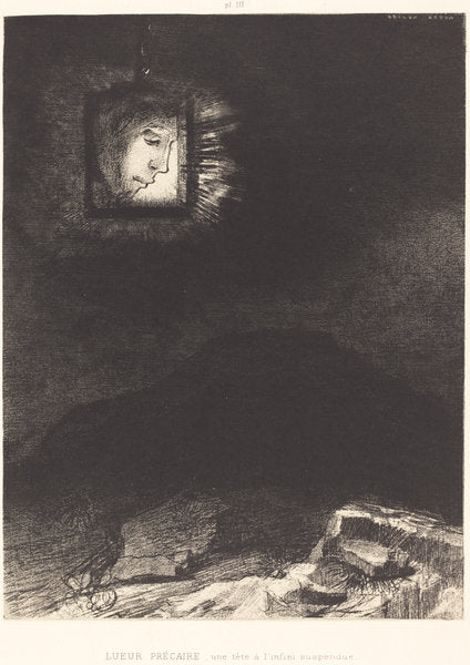 Lueur precaire, une tete a l'infini suspendue(Precarious glimmering, a head suspended by Odilon Redon (French, 1840 - 1916), 16X12"(A3)Poster Print