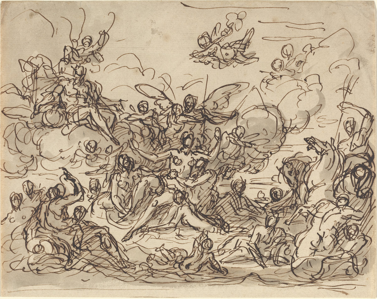 Birth of Venus by Sir James Thornhill (English, 1675 - 1734), 16X12"(A3)Poster Print