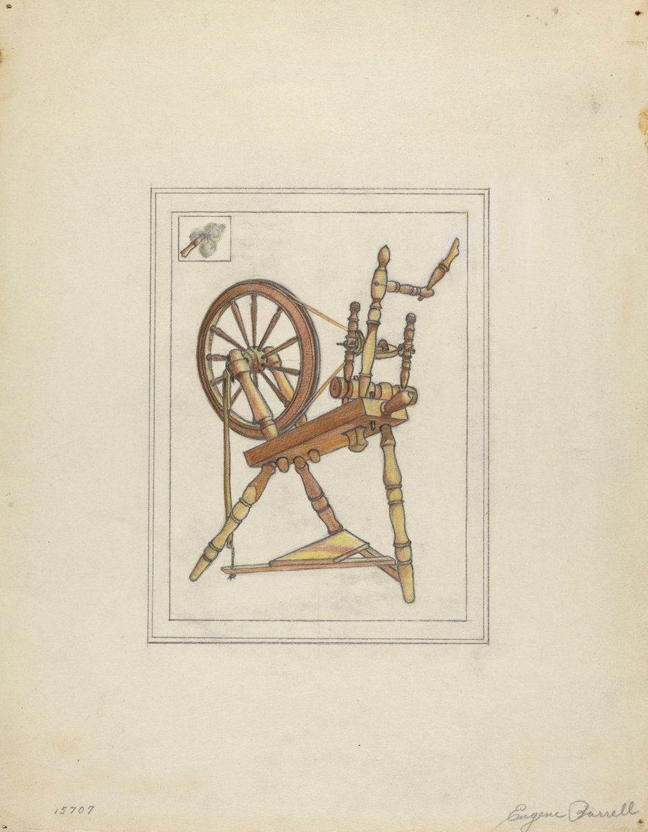 Spinning Wheel by Eugene Barrell (American, active c. 1935), 16X12"(A3)Poster Print