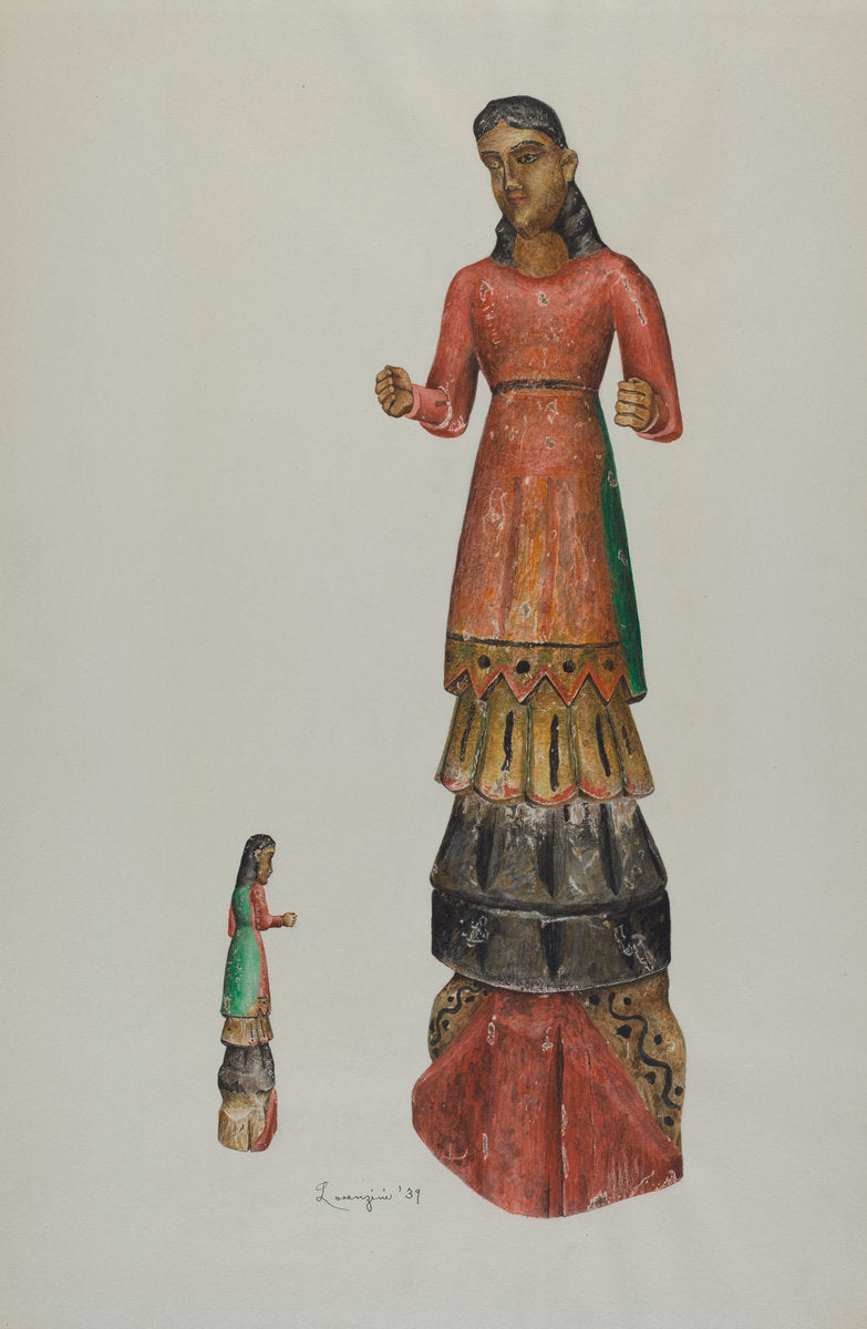 Bulto (Santa Barbara) by Eldora P. Lorenzini (American, 1910 - 1993), 16X12"(A3)Poster Print