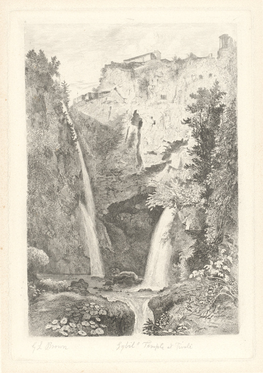 Cascades at Tivoli by George Loring Brown (American, 1814 - 1889), 16X12"(A3)Poster Print