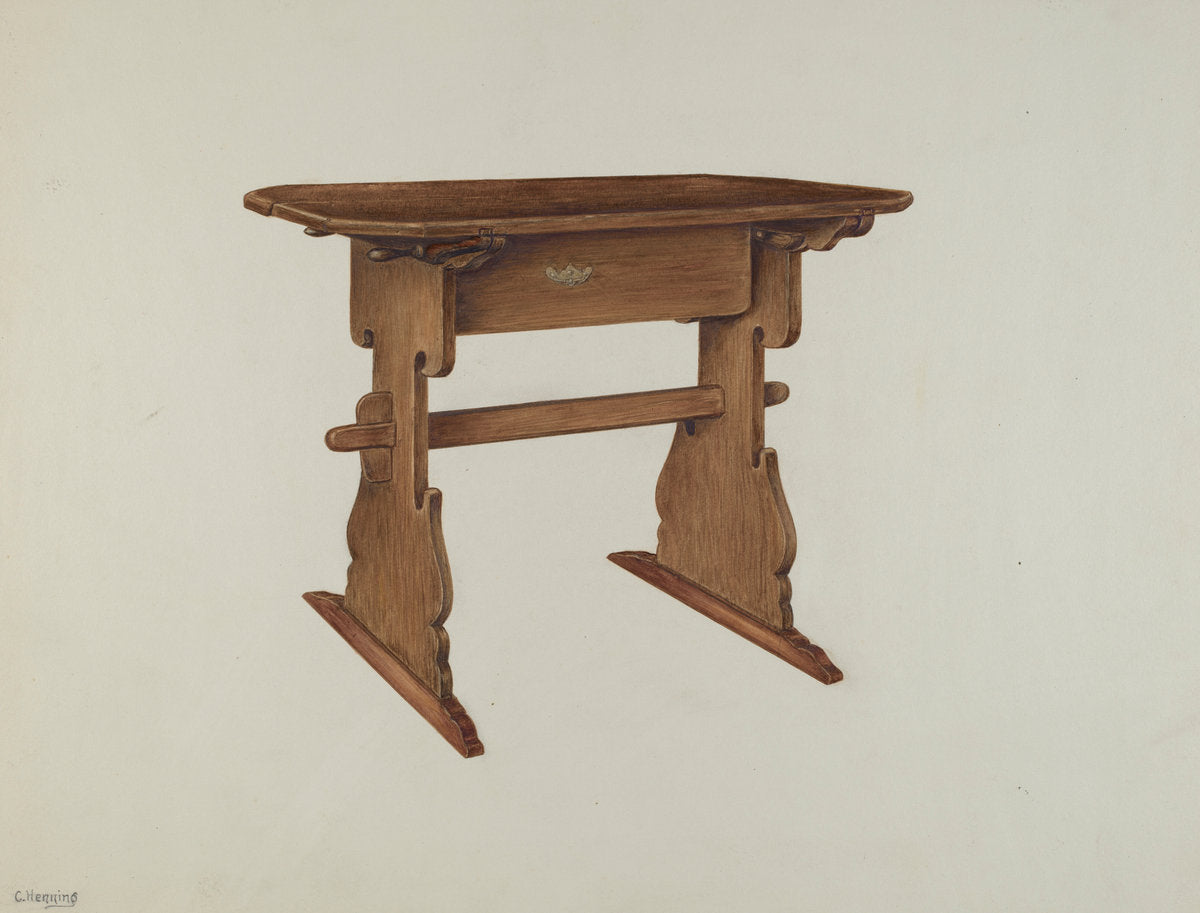 Trestle Table by Charles Henning (American, active c. 1935), 16X12"(A3)Poster Print