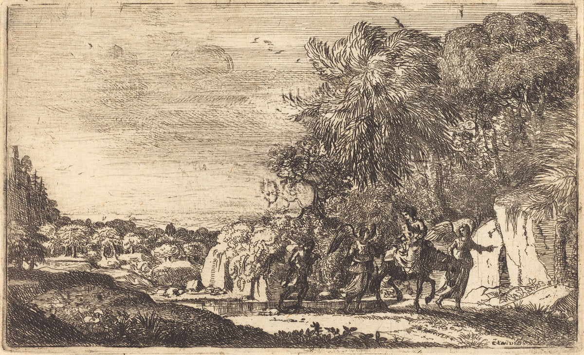 The Flight into Egypt (La fuite en Egypte) by Claude Lorrain (French, 1604/1605 - 1682), 16X12"(A3)Poster Print