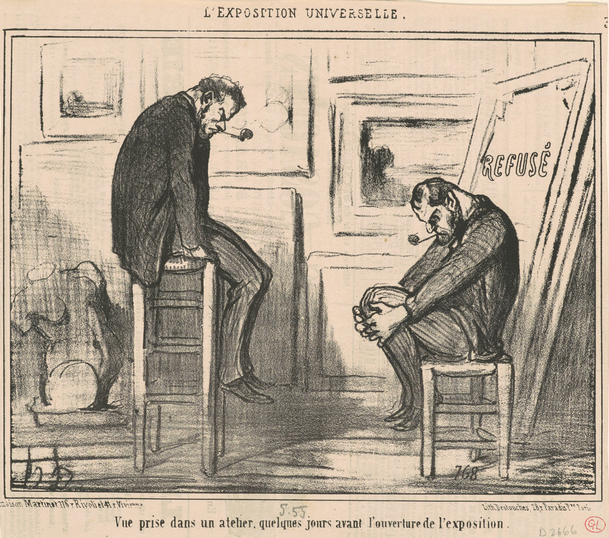 Vue prise dans un atelier ... by Honoré Daumier (French, 1808 - 1879), 16X12"(A3)Poster Print