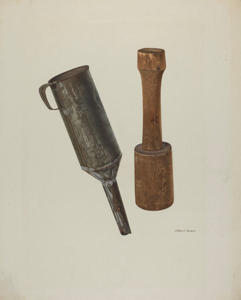 Sausage Stuffer and Funnel by Albert Rudin (American, active c. 1935), 16X12"(A3)Poster Print